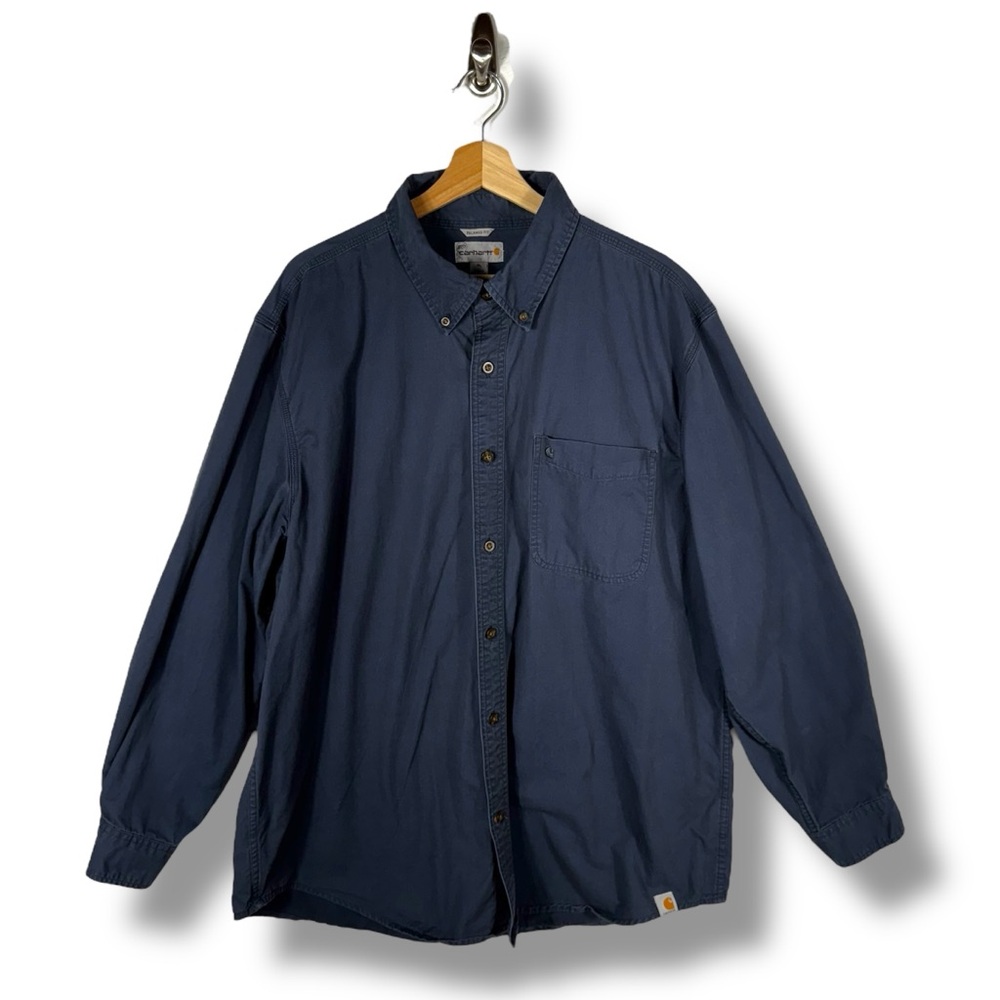 Carhartt Hines Long Sleeve Relaxed Fit Solid Work Shirt, Cadet Blue, Size XL